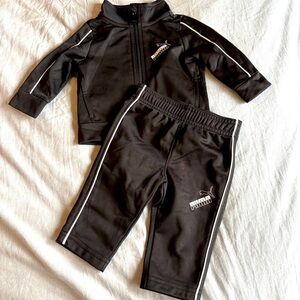 Puma Baby Black Sweatsuit Set Tracksuit Zip 2 piece set 0-3m sporty athletic